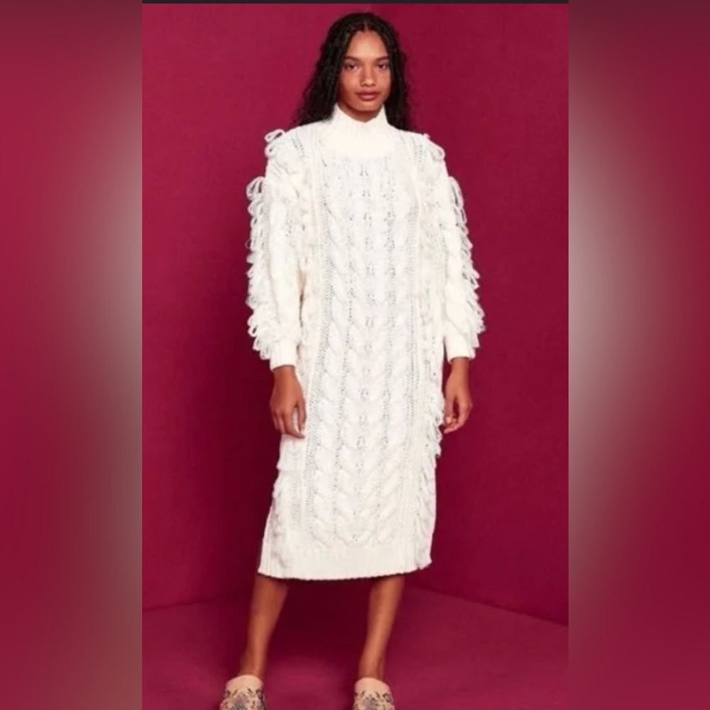 Farm Rio white sweater dress